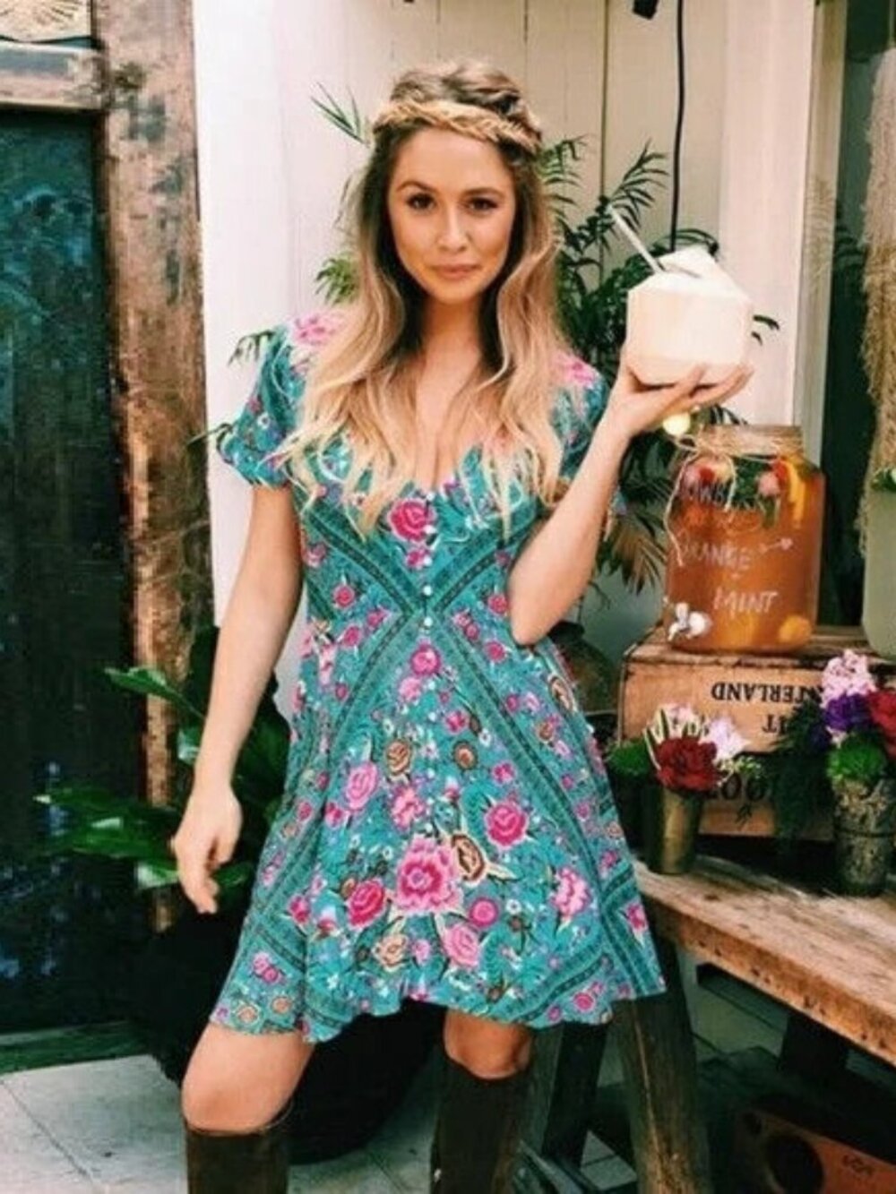 Spell & the Gypsy Turquoise Babushka Playdress Short Mini Play Dress XS